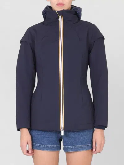 K-way Short Zippered Windbreaker With Structured Fit In Blue