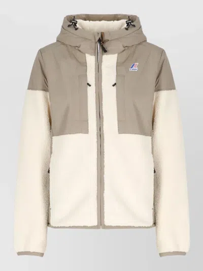 K-way Hooded Short Jacket Color Block Design In Neutral