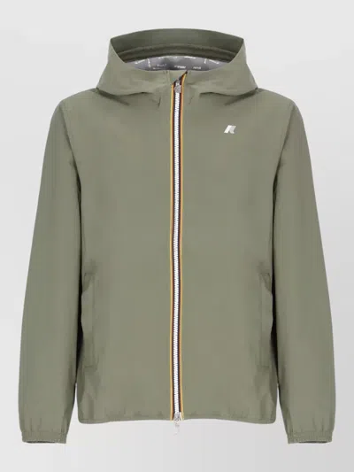 K-way Hooded Short Jacket Waterproof Lightweight Design In Green