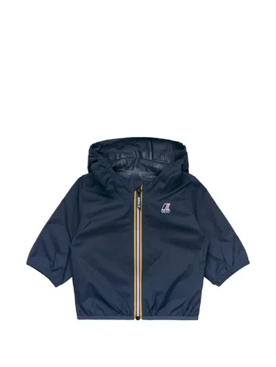 K-way Babies' Hooded Zip Jacket In Blue