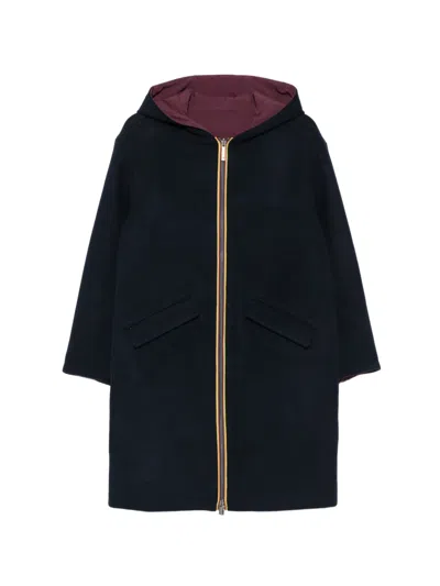 K-way Hooded Zip-up Coat In Black