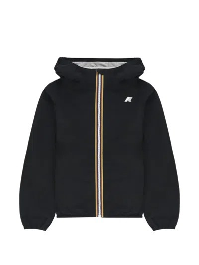 K-way Kids' Hooded Zip-up Jacket In Black