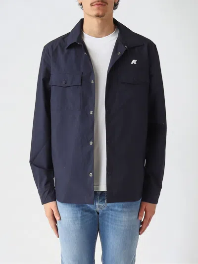 K-way Overshirt Shorts Waterproof Long Sleeves Pockets In Blue