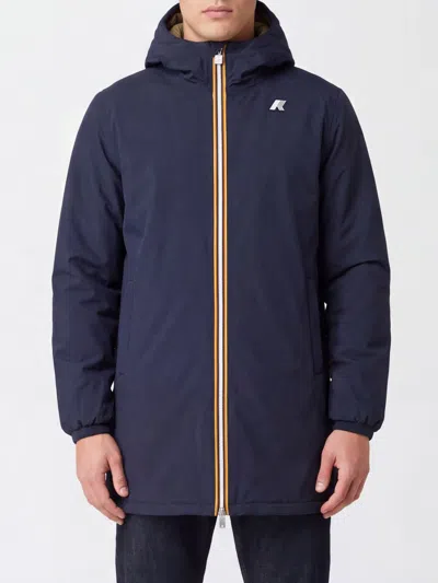 K-way Jacob Reversible Waterproof Hooded Windbreaker Jacket In Nylon In Blue