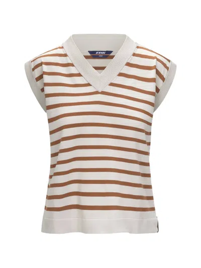 K-way Jener Striped V-neck Top In Multi