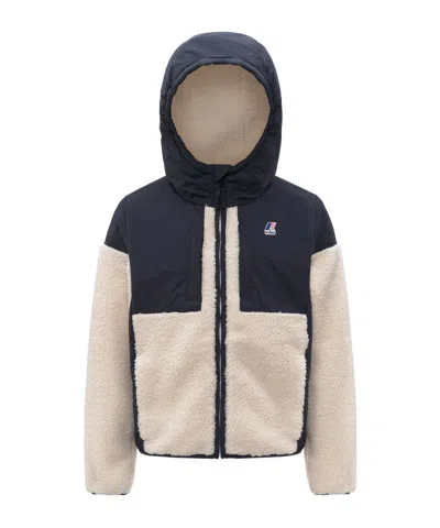 K-way Kids Fleece-lined Hooded Jacket In Neutral