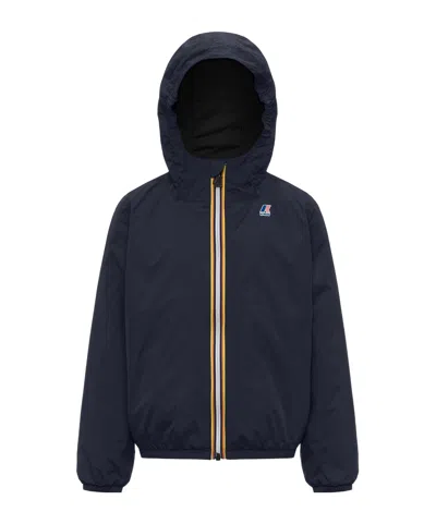 K-way Kids Hooded Zip-up Jacket In Black