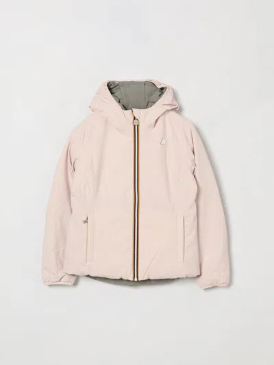 K-way Kids' Lily Short Reversible Hooded Jacket With Monogram Logo In Gray