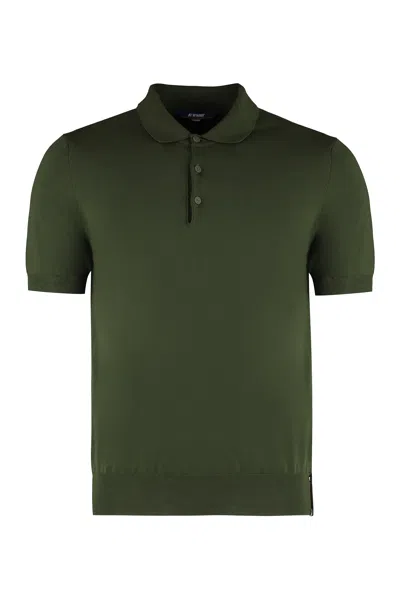 K-way Knit Cotton Polo Shirt With Ribbed Edges In Multi