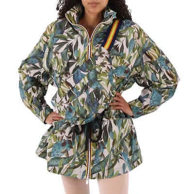 Pre-owned Kway Ladies Multicolor Kajsa Field Printed Nylon Jacket, Brand Size 8