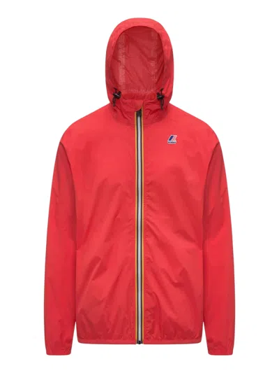 K-way Short Hooded Jackets Elastic Cuffs Lightweight In Red