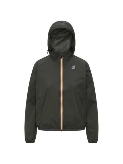 K-way Le Vrai 4.0 Claudette Logo-patch Hooded Jacket In Gray