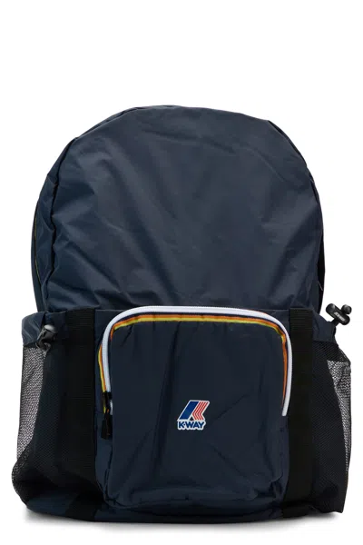 K-way Le Vrai 4.0 Michel Backpack With Adjustable Straps And Top Zip Closure In Blue