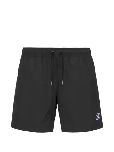 K-way Le Vrai Olivier Logo-patch Drawstring Swim Shorts In Black