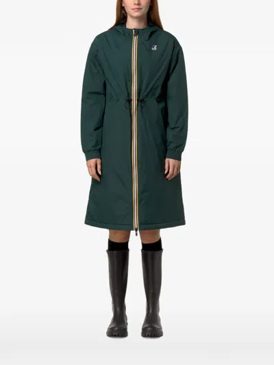 K-way Le Vrau 4.0 Delia Drawstring-waist Hooded Coat In Green