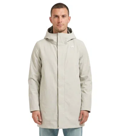 K-way Light Grey Hood Parka Jacket In Gray