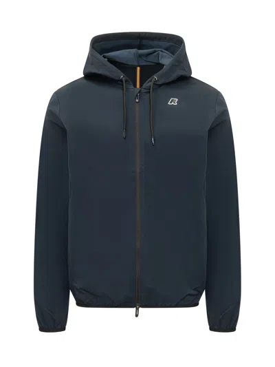 K-way Lightweight Jacket With Hood And Front Zip In Blue