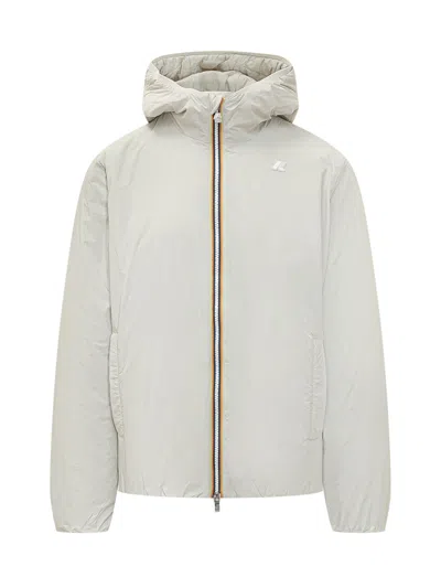 K-way Lightweight Zip Front Jacket With Hood - Size L In Neutral