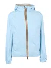 K-way Sky Blue Solid Hood Jacket In Blue