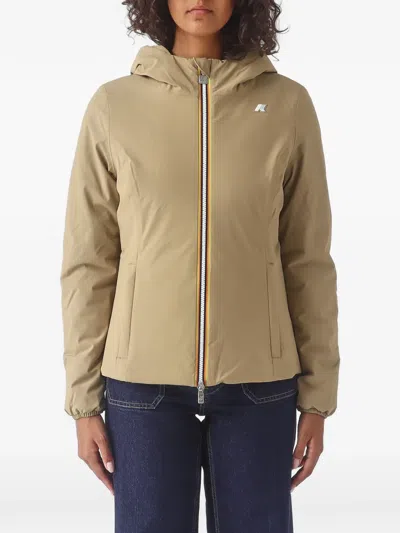K-way Lily Hooded Reversible Jacket In Brown