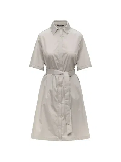 K-way Lizy Waterproof Belted Short-sleeve Mini Dress In Gray