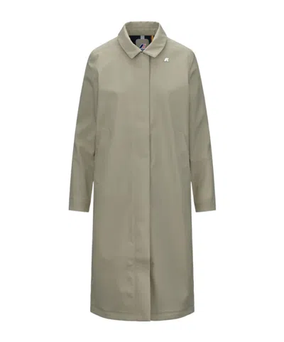 K-way Logo Patch Padded Coat In Green