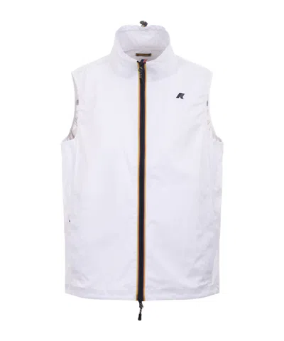K-way Logo Patch Zip-up Vest In White
