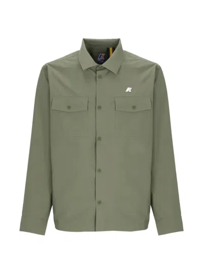 K-way Logo-patch Flap-pocket Shirt In Green