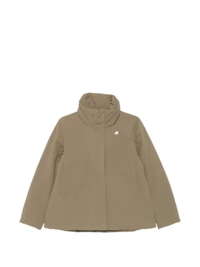 K-way Logo-patch Funnel-neck Jacket In Green
