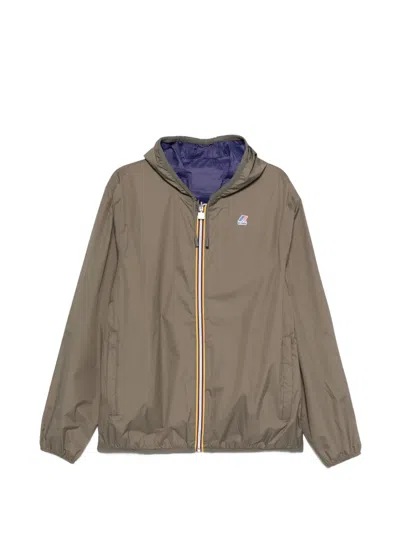 K-way Logo-patch Hooded Jacket In Brown