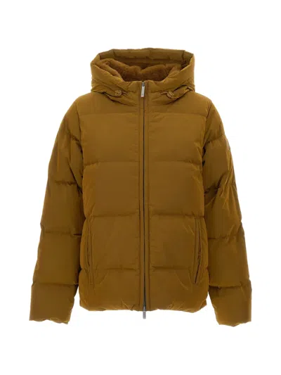 K-way Logo-patch Puffer Jacket In Brown