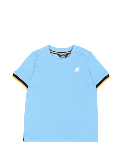 K-way Babies' Logo-patch Striped-trim T-shirt In Blue
