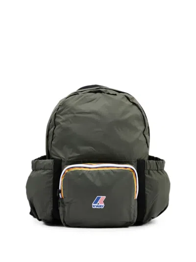 K-way Kids' Logo-patch Zip-fastening Backpack In Green