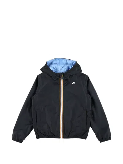 K-way Kids' Logo-print Reversible Hooded Jacket In Black