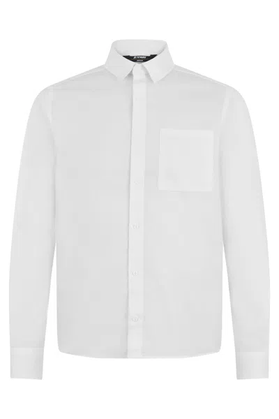 K-way Long Sleeve Cotton Shirt For Men In White