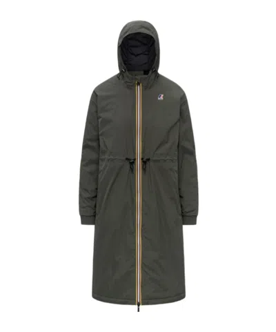 K-way Long-sleeved Hooded Windbreaker/padded Jacket In Green