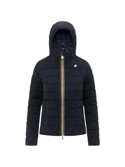 K-way Madlaine Triangular-quilted Hooded Jacket In Blue