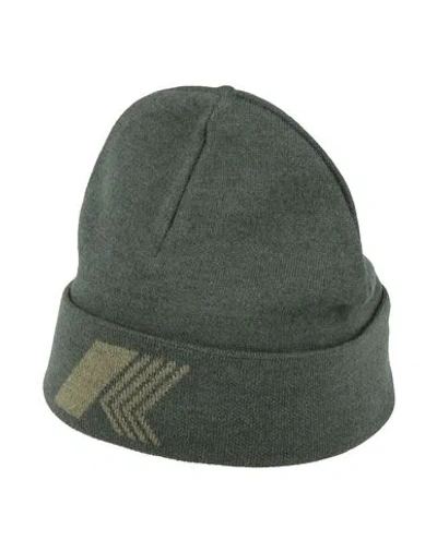 K-way Man Hat Military Green Size 7 ⅛ Virgin Wool, Acrylic In Metallic
