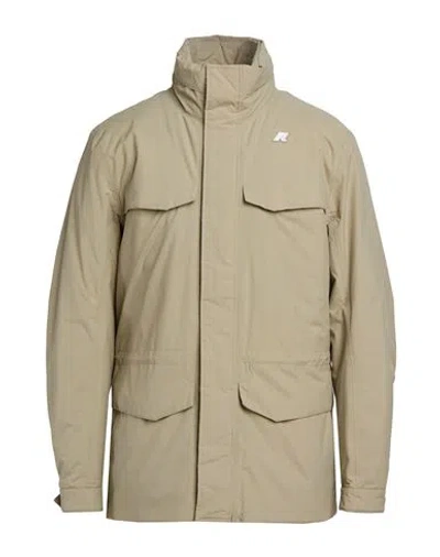 K-way Man Jacket Beige Size Xl Recycled Polyamide In Animal Print