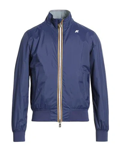 K-way Man Jacket Navy Size Xl Recycled Nylon In Blue
