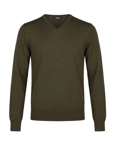K-way Man Sweater Military Green Size M Virgin Wool In Gray