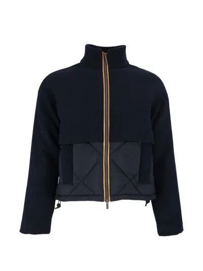 K-way Mandie Panelled Quilted Jacket In Blue