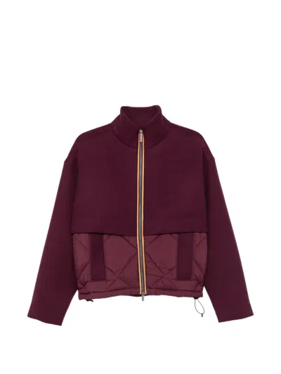 K-way Mandie Quilted Panelled Jacket In Burgundy