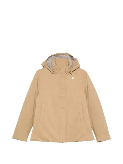 K-way Marlette Hooded Logo-patch Jacket In Brown