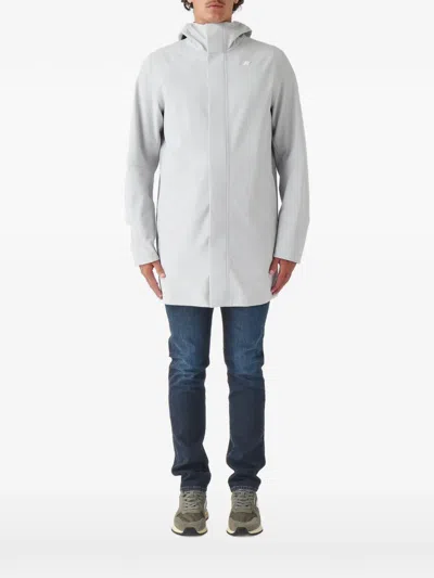 K-way Marlyn Hooded Logo-patch Coat In Gray