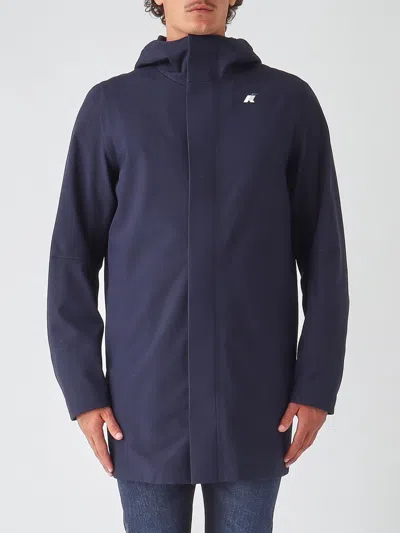 K-way Marlyn Technical Stretch Fabric Windbreaker Jacket With Hood In Blue