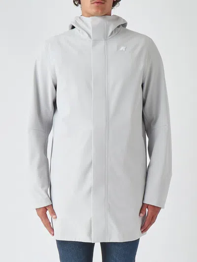 K-way Marlyn Technical Stretch Fabric Windbreaker Jacket With Hood In Gray