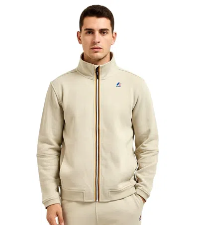 K-way Beige Mock Collar Sweatshirt In Multi