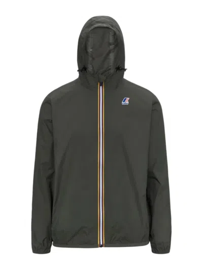 K-way Men Dark Green Hood Jacket In Gray