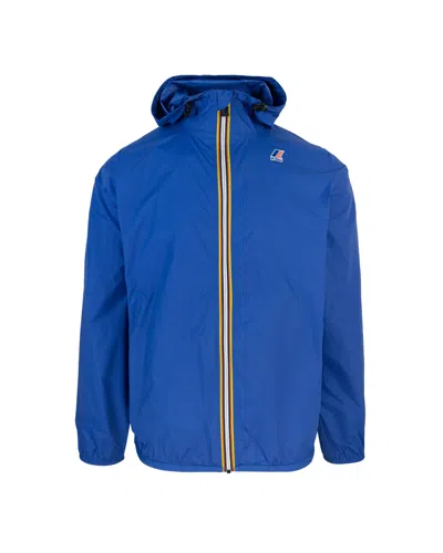 K-way Men's Hooded Zip Windbreaker Jacket In Blue Royal Marine